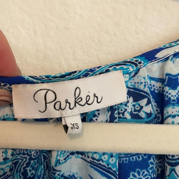 PARKER Blue Silk Paisley Boho Printed Peasant Dress - Picture 9 of 12